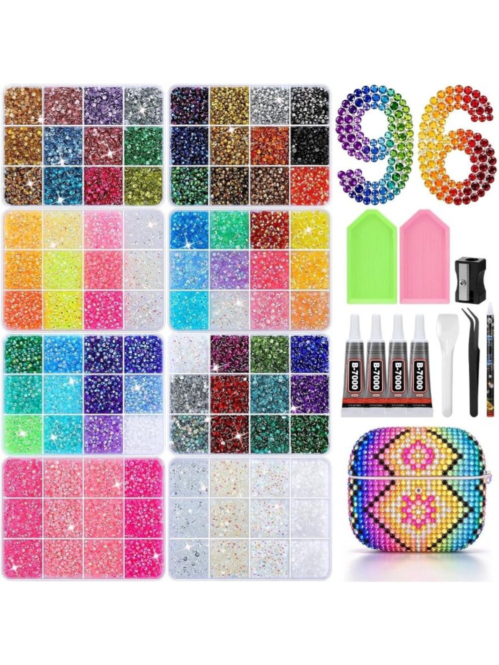 77000 PCS Resin Jelly Rhinestones Craft Kit - 73 Colors for DIY Bedazzling